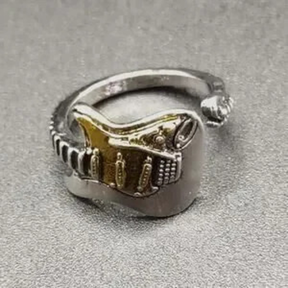 Sterling Silver Plated Guitar Ring Music Rock & Roll Anniversary Birthday Gift